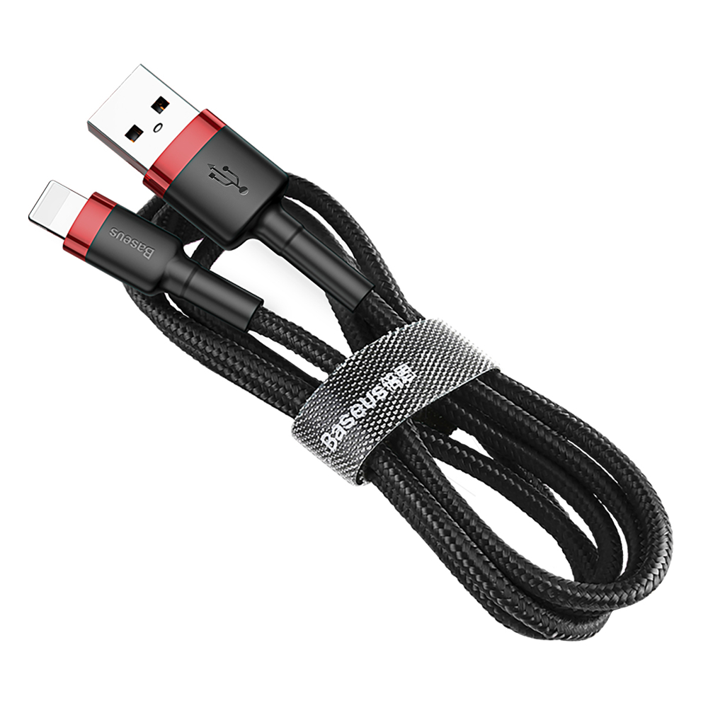 Καλώδιο Baseus Cafule Braided USB 2.0 / Lightning 1.5A 2m Μαύρο / Κόκκινο