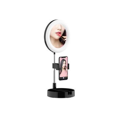 Mini Selfie Ring Light Beauty G3 Διάμετρος 16cm-6" / Χρώμα 3500-6000k / Ύψος 30-58cm Μαύρο