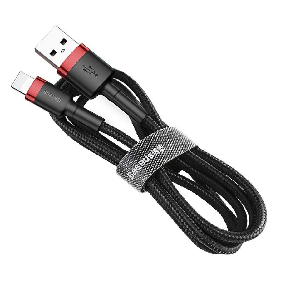 Καλώδιο Baseus Cafule Braided USB / Lightning QC3.0 2.4A 0.5m Μαύρο / Κόκκινο