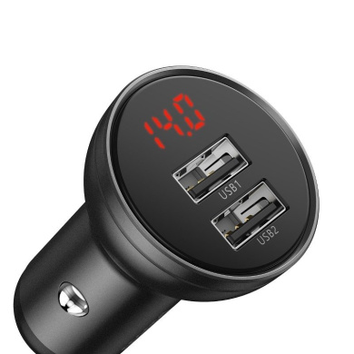 Φορτιστής Αυτοκινήτου Baseus Dual USB 24W με Καλώδιο 3 σε 1 1.2m Μαύρο