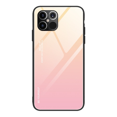 Glass Case Apple iPhone 12 Pro Max Κίτρινο / Ροζ