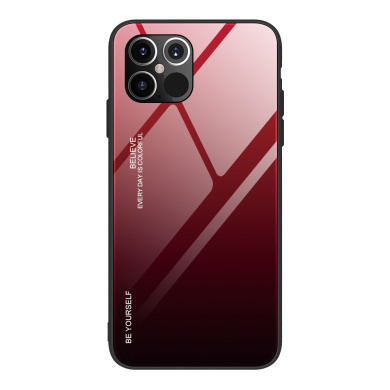 Glass Case Apple iPhone 12 Pro Max Μαύρο / Κόκκινο