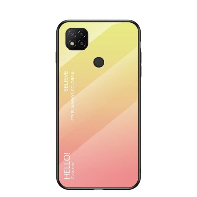 Glass Case Xiaomi Redmi 9C Κίτρινο / Ροζ