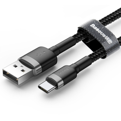 Καλώδιο Baseus Cafule Braided USB / Type C QC3.0 3A 0.5m Μαύρο / Γκρι