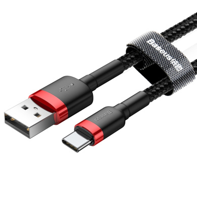 Καλώδιο Baseus Cafule Braided USB 2.0 / Type C 3A 1m Μαύρο / Κόκκινο