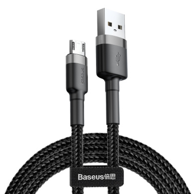 Καλώδιο Baseus Cafule Braided USB 2.0 / micro USB 2.4A 0.5m Μαύρο / Γκρι