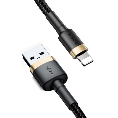 Καλώδιο Baseus Cafule Braided USB 2.0 / Lightning 2A 3m Μαύρο / Χρυσό