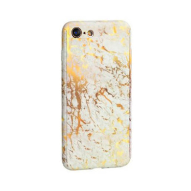 360 Full Cover Marble + Tempered Glass Apple iPhone 6/6s Plus Χρυσό