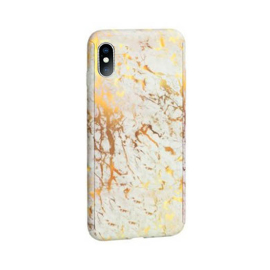 360 Full Cover Marble + Tempered Glass Apple iPhone XS MAX Χρυσό