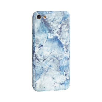 360 Full Cover Marble + Tempered Glass Apple iPhone 6/6s Plus Μπλέ