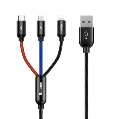 Baseus Braided USB to Lightning / Type-C / micro USB Cable Μαύρο 1.2m Μαύρο