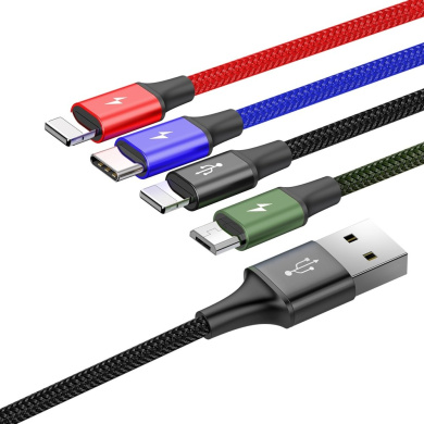 Καλώδιο Baseus USB 4 σε 1 2x Lightning / USB Type C / micro USB 3.5A 1.2m Μαύρο