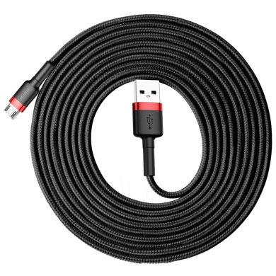 Καλώδιο Baseus Cafule Braided USB 2.0 / micro USB 2A 3m Μαύρο / Κόκκινο