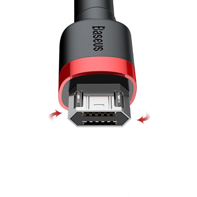 Καλώδιο Baseus Cafule Braided USB 2.0 / micro USB 2A 3m Μαύρο / Κόκκινο
