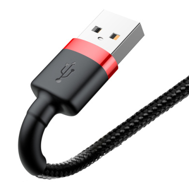 Καλώδιο Baseus Cafule Braided USB 2.0 / Lightning 2.4A 1m Μαύρο / Κόκκινο
