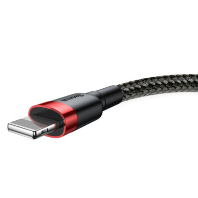 Καλώδιο Baseus Cafule Braided USB 2.0 / Lightning 2.4A 1m Μαύρο / Κόκκινο