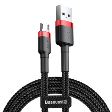 Καλώδιο Baseus Cafule Braided USB 2.0 / micro USB 2.4A 1m Μαύρο / Κόκκινο
