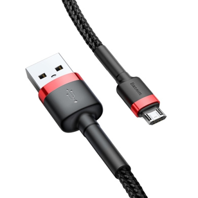 Καλώδιο Baseus Cafule Braided USB 2.0 / micro USB 2.4A 1m Μαύρο / Κόκκινο