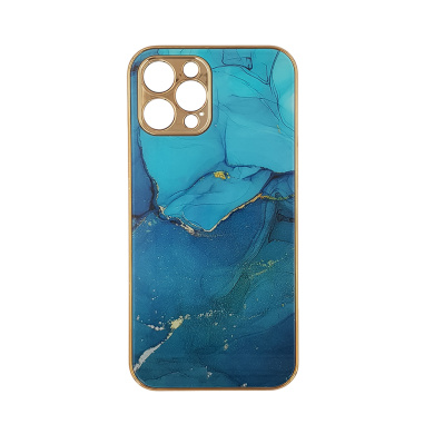GKK Electroplate Marble Glass Case Apple iPhone 12 Pro Γαλάζιο