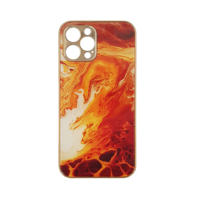 GKK Electroplate Marble Glass Case Apple iPhone 12 Pro Πορτοκαλί