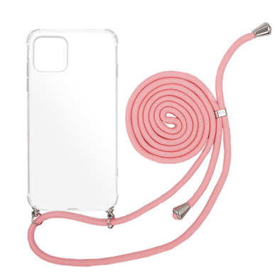 Θήκη Σιλικόνης με Κορδόνι Apple iPhone 12 mini Ροζ