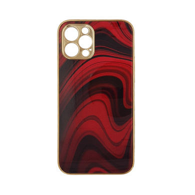 GKK Electroplate Marble Glass Case Apple iPhone 12 Pro Κόκκινο