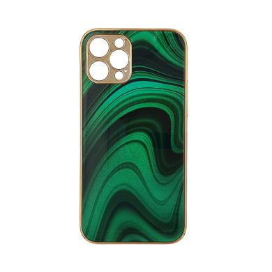 GKK Electroplate Marble Glass Case Apple iPhone 12 Pro Πράσινο