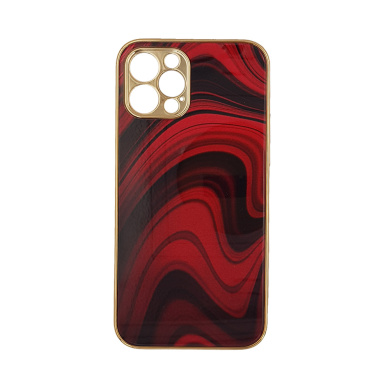 GKK Electroplate Marble Glass Case Apple iPhone 12 Pro Max Κόκκινο