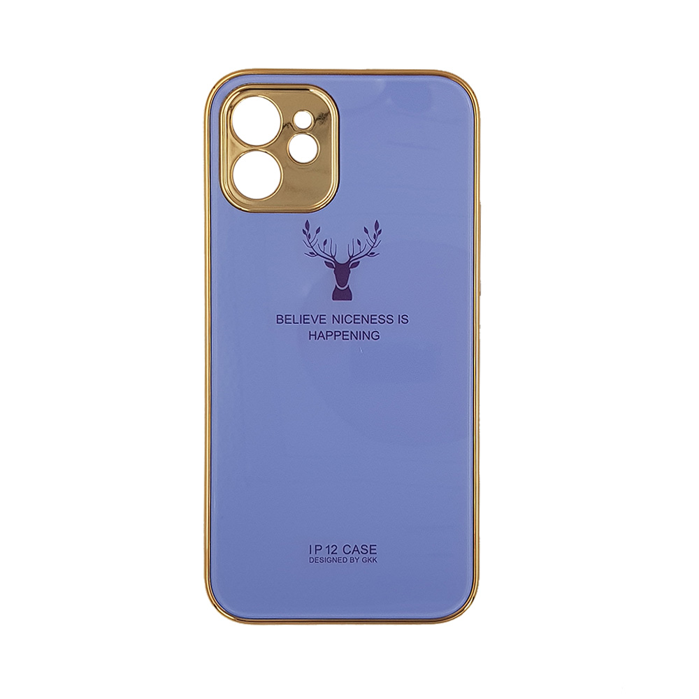 GKK Electroplate Glass Case Apple iPhone 12 Reindeer Λιλά