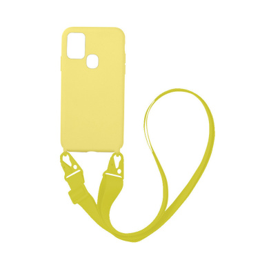 Θήκη Σιλικόνης με Strap CarryHang Sonique Samsung Galaxy A21s Κίτρινο
