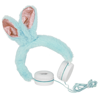 Ενσύρματα Ακουστικά Κεφαλής Gjby Plush Rabbit/ 3.5mm με Καλώδιο 1.2m Μπλέ