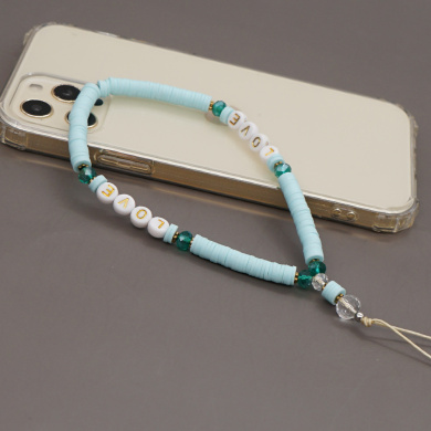 Βραχιόλι Λουράκι Κινητού  Phone Strap Jewelry 24cm Baby Blue Love