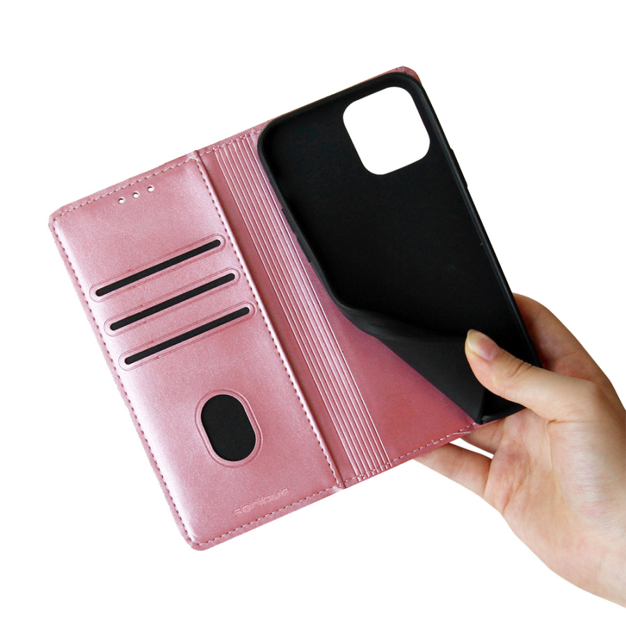 Θήκη Πορτοφόλι Vintage Magnet Wallet Sonique Xiaomi Redmi Note 9S/9 Pro Ροζ Χρυσό