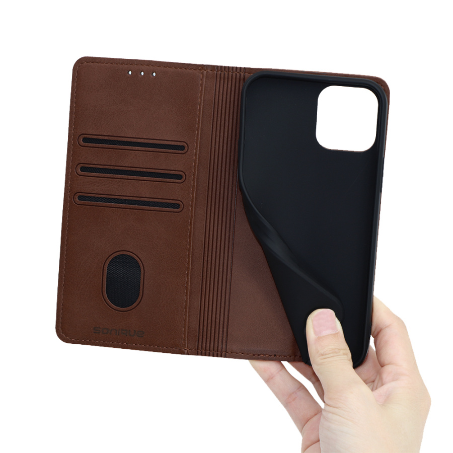 Θήκη Πορτοφόλι Vintage Magnet Wallet Sonique Xiaomi Redmi 10C Καφέ