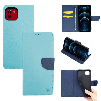 Θήκη Πορτοφόλι Sonique Trend Wallet Samsung Galaxy A03 4G Σιέλ / Σκούρο Μπλε
