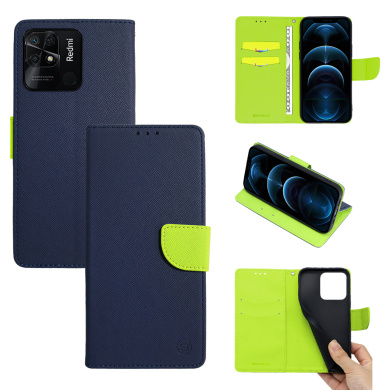Θήκη Πορτοφόλι Sonique Trend Wallet Xiaomi Redmi 10C Σκούρο Μπλε / Λαχανί