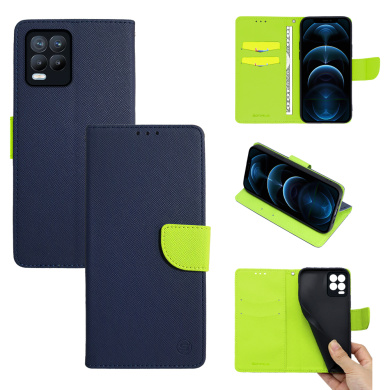 Θήκη Πορτοφόλι Sonique Trend Wallet Realme 8 / Realme 8 Pro Σκούρο Μπλε / Λαχανί