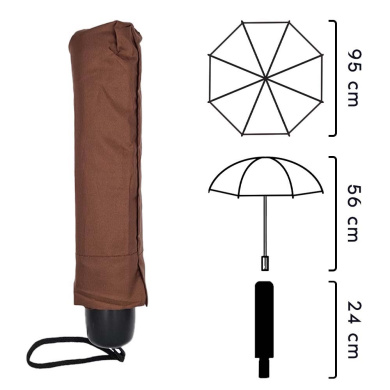 Ομπρέλα Βροχής Χειρός Μονόχρωμη Χειροκίνητη Καφέ