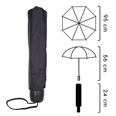 Ομπρέλα Βροχής Χειρός Μονόχρωμη Χειροκίνητη Μαύρο
