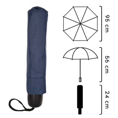 Ομπρέλα Βροχής Χειρός Μονόχρωμη Χειροκίνητη Μπλε Σκούρο