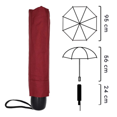 Ομπρέλα Βροχής Χειρός Μονόχρωμη Χειροκίνητη Μπορντώ