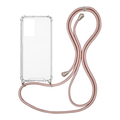 Θήκη Σιλικόνης με Κορδόνι Sonique Armor Clear Xiaomi Redmi Note 11 4G / Redmi Note 11S Ροζ Χρυσό Σατινέ