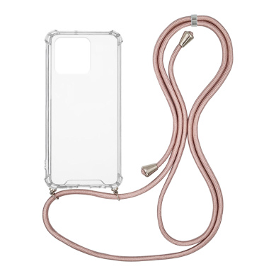 Θήκη Σιλικόνης με Κορδόνι Sonique Armor Clear Xiaomi Redmi 10C Ροζ Χρυσό Σατινέ