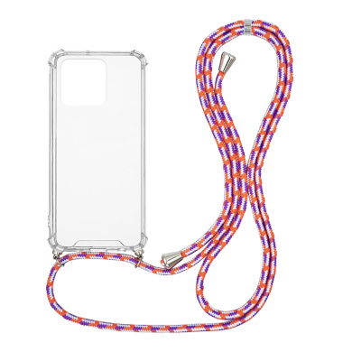 Θήκη Σιλικόνης με Κορδόνι Sonique Armor Clear Xiaomi Redmi 10C Rainbow Κοραλλί