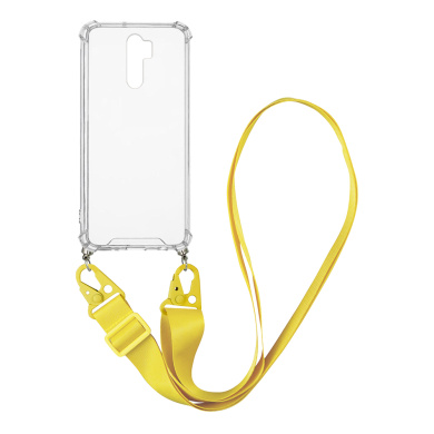 Θήκη Σιλικόνης με Strap Sonique Armor Clear Xiaomi Redmi 9 Κίτρινο