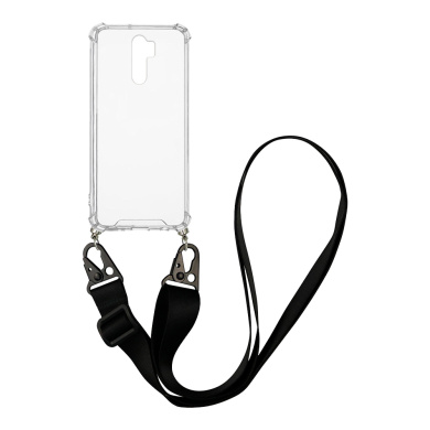 Θήκη Σιλικόνης με Strap Sonique Armor Clear Xiaomi Redmi 9 Μαύρο