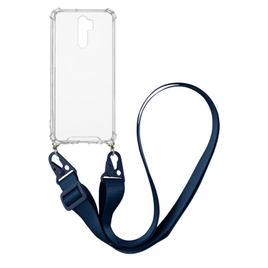 Θήκη Σιλικόνης με Strap Sonique Armor Clear Xiaomi Redmi 9 Μπλε Σκούρο