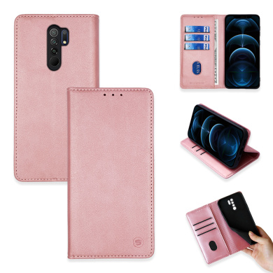 Θήκη Πορτοφόλι Vintage Magnet Wallet Sonique Xiaomi Redmi 9 Ροζ Χρυσό