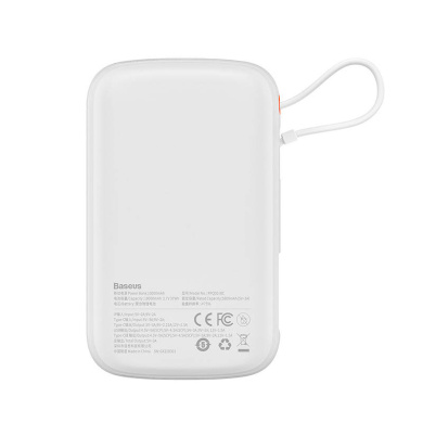 Baseus Qpow Pro Power Bank 10000mAh 22.5W με Καλώδιο USB-C Λευκό