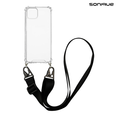 Θήκη Σιλικόνης με Strap Sonique Armor Clear Apple iPhone 14 Plus Μαύρο